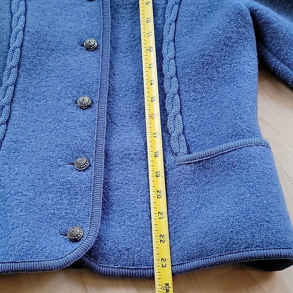 Vintage Kitz Pichler Blue Austrian Wool Blazer Jacket Small with Pin - Picture 9 of 13